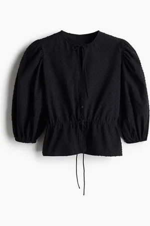 H&M Puff-Sleeved Cotton Blouse