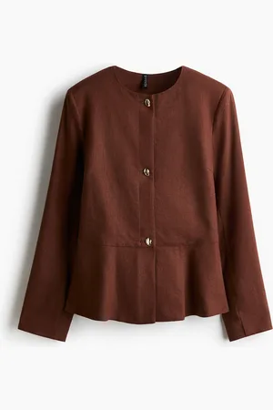 H&M Linen-Blend Peplum Jacket
