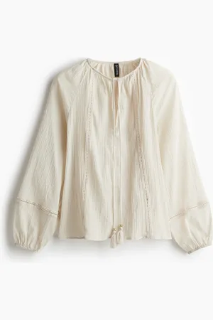 H&M Lace-Inset Balloon-Sleeved Blouse