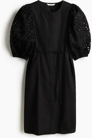 H&M Dress with Eyelet-Embroidered Sleeves