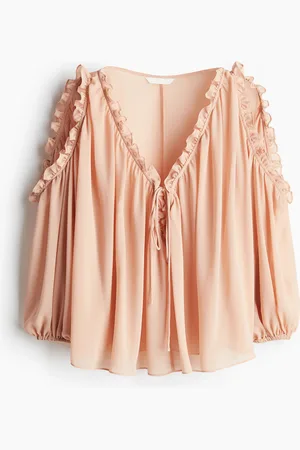 H&M Open-Shoulder Chiffon Blouse