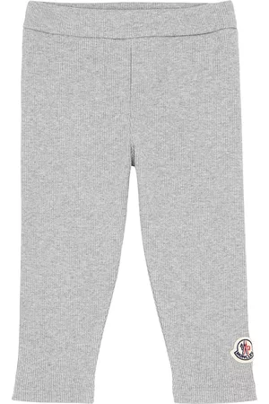 Moncler Women Sweats - Kids Grey Logo Ribbed Cotton Leggings - 6 Months