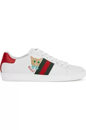 Gucci New Ace White Embroidered Leather Sneakers - 5