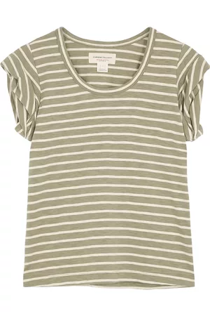 Current/Elliott The Culver Striped Cotton T-shirt - Green - 1