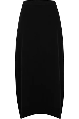 Moncler Black Cashmere-blend Midi Skirt - L