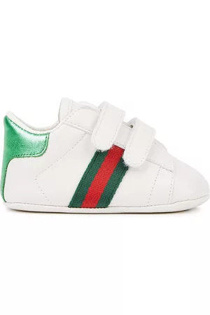 Gucci Girls Sneakers - Kids Ace White Leather Sneakers (IT16-IT19), Velcro-fastening -.5 New Brn