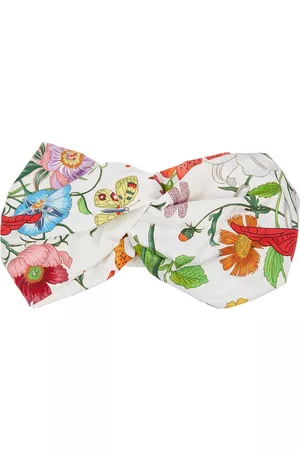 Gucci Floral-print Silk-twill Headband - White And Red