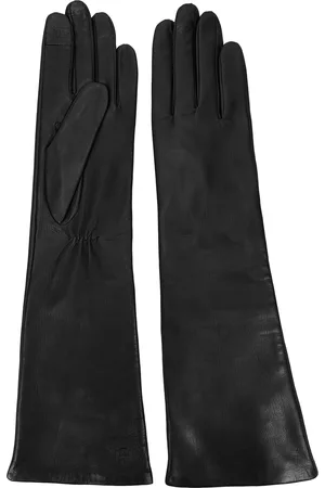 Handsome Stockholm Women Gloves - Essentials Long Leather Gloves - Black