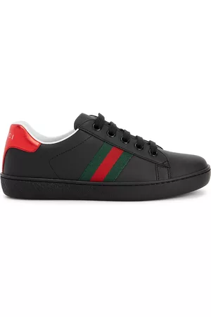 Gucci Kids Ace Black Leather Sneakers - 9 Junior