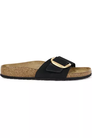Birkenstock Women Slippers - Madrid Nubuck Sliders - Black - 3