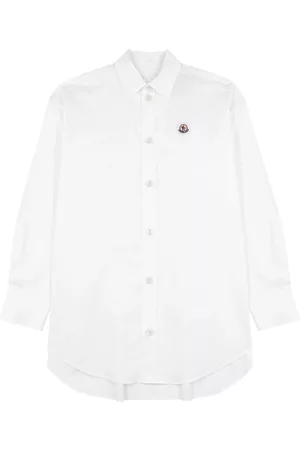 Moncler Men Shirts - Logo Stretch-cotton Poplin Shirt - White - L