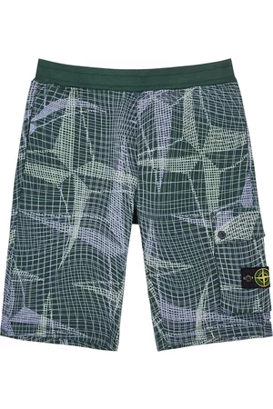 Stone Island Kids Blouses - Kids Printed Cotton Shorts (14 Years) - Green Other