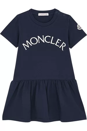 Moncler Kids Logo-embroidered Stretch-cotton Dress - Navy - 3 Years