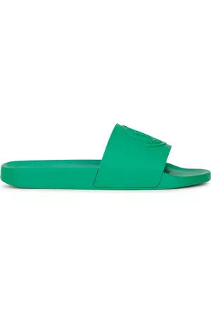 Moncler Men Slippers - Basile Logo Rubber Sliders - Green - 11