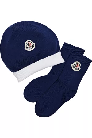Moncler Kids Hats - Kids Sock And Hat Gift Set - Blue Other
