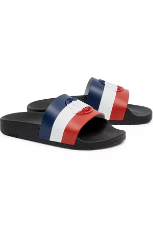 Moncler Sandals - Kids Striped Rubber Sliders - Navy & Other - 10 Junior
