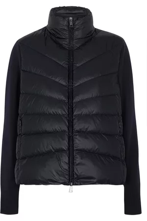 Moncler Women Lightweight Sweaters - Quilted Shell And Wool Cardigan - Navy - L