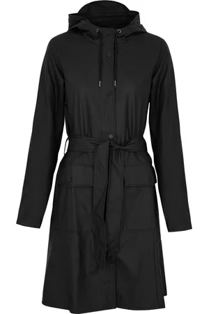 Rains Belted Hooded Rubberised Jacket - - L