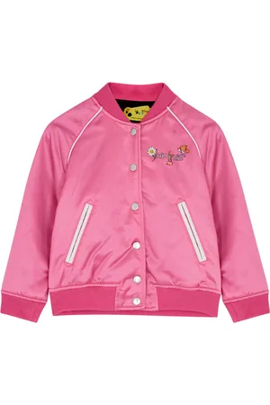 Off-White Kids Diag-Stripe hooded puffer jacket - Pink