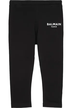 logo-print cotton leggings, Balmain Kids