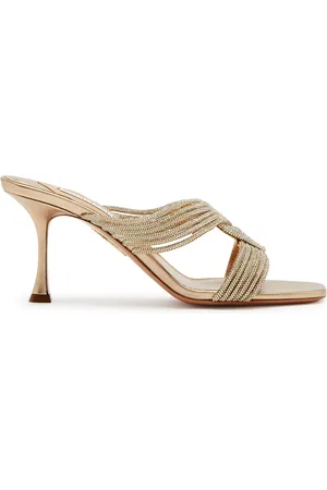 Aquazzura Gatsby 75 Embellished Leather Mules - - 38 (IT38 / UK5)