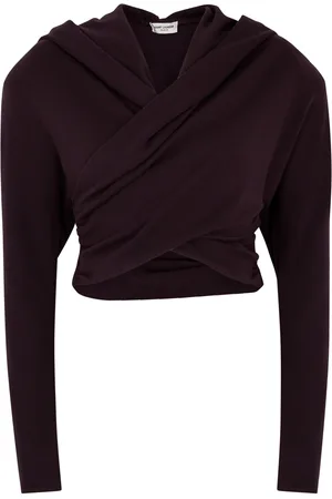 Saint Laurent Hooded Cross-over Wool top - - M