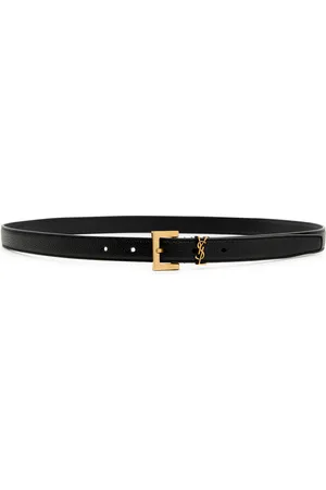Saint Laurent Logo Grained Leather Belt - - 90 (S)