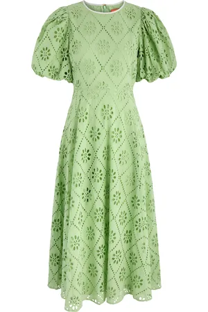 KITRI Chiara Broderie Anglaise Cotton Midi Dress - - 14 (UK14 / L)