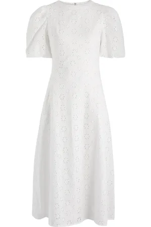OLIVIA RUBIN Sia Broderie-anglaise Cotton Midi Dress - - 10 (UK10 / S)