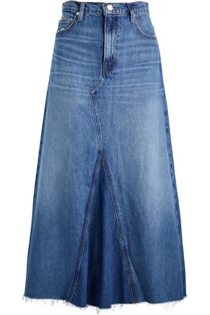 Frame Dorothy Distressed Denim Midi Skirt - - 27 (W27 / UK8-10 / S)