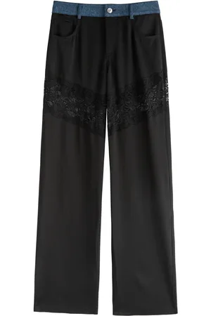 BLUMARINE Lace-panelled Denim and Satin Trousers - - IT42 (UK10 / S)