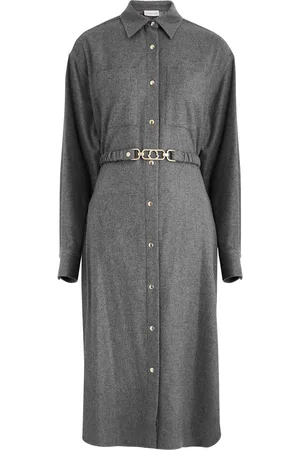 Moncler Belted Wool-blend Midi Shirt Dress - - 42 (UK10 / S)