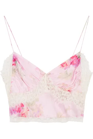 LOVESHACKFANCY Spritely Printed Silk and Lace top - - 8 (UK12 / M)