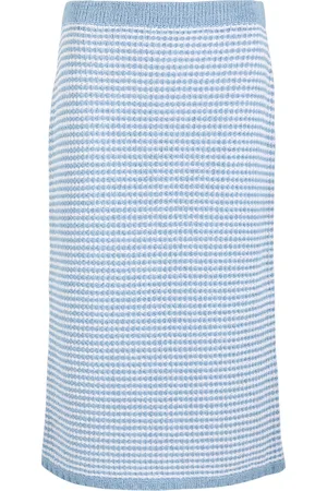 Tory Burch Striped-intarsia Cotton-blend Midi Skirt - - L (UK14 / L)
