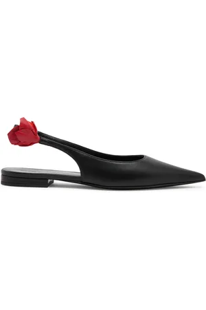 MAGDA BUTRYM Floral-embellished Leather Slingback Flats - - 38 (IT38 / UK5)