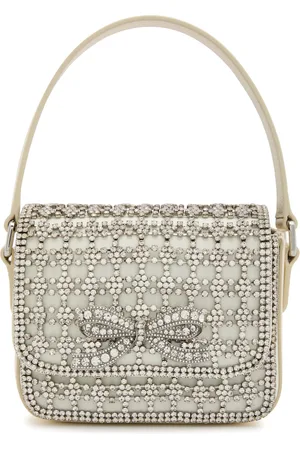 Self-Portrait Micro Crystal-embellished Satin and Leather top Handle bag - - One Size