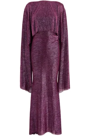 TALBOT RUNHOF Cape-effect Metallic-voile Gown - - 36 (UK10 / S)