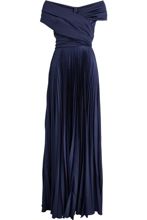 TALBOT RUNHOF Off-the-shoulder Pleated Satin Gown - - 40 (UK14 / L)