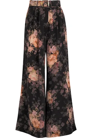 ZIMMERMANN Illustration Floral-print Silk Trousers - - 0 (UK 8 / S)