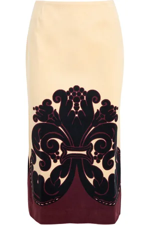 La DoubleJ Corsini Printed Velvet Midi Skirt - - S (UK8-10 / S)