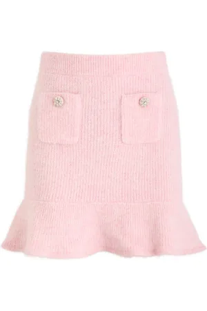 Self-Portrait Peplum Ribbed Alpaca-blend Mini Skirt - - L (UK14 / L)