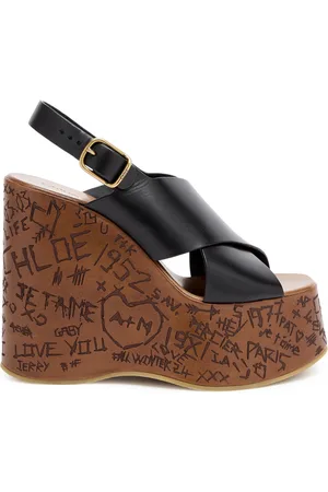 Chloé Maxime 140 Leather Platform Wedge Sandals - - 37 (IT37 / UK4)