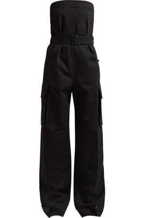 Saint Laurent Strapless Belted Cotton-twill Cargo Jumpsuit - - 36 (UK8 / S)