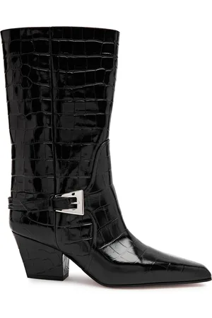 PARIS TEXAS Jane Crocodile Effect Leather Mid-calf Boots - - 38 (IT38/ UK5)