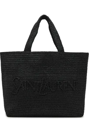 Saint Laurent Logo-embossed Raffia Tote