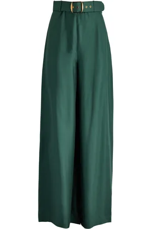 ZIMMERMANN Illustration Belted Wide-leg Silk Trousers - - 0 (UK 8 / S)