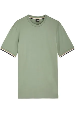 HUGO BOSS Stripe-trimmed Cotton T-shirt - - L