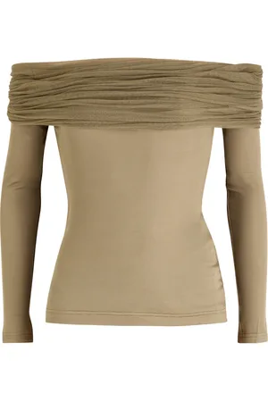 CHRISTOPHER ESBER Sonora Veiled Off-the-shoulder Stretch-jersey top - - 10 (UK10 / S)