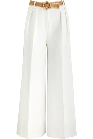 ZIMMERMANN Acacia Belted Wide-leg Cotton Trousers - - 0 (UK 8 / S)