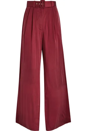 ZIMMERMANN Belted Wide-leg Silk-satin Trousers - - 3 (UK 14 / L)